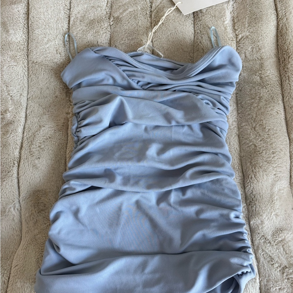 Zara Light Blue Ruched Tank Top